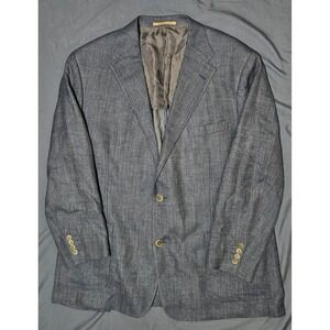 CORNELIANI Blue Wool/Silk/Linen 2Btn EU 60L UK,US 50L Blazer Jacket‎